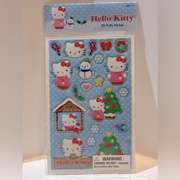 New in Packaging Hello Kitty 20 Puffy Stickers Glitter Holiday Christmas Edition - Picture 2 of 4
